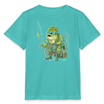 Froschangler im Camouflage-Outfit - Stanley/Stella Kinder T-Shirt MINI CREATOR  - Poolblau - Vorne