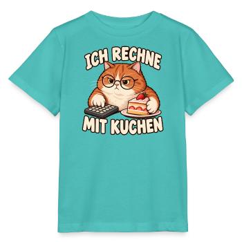 Katze – Ich rechne mit Kuchen - Stanley/Stella Kinder T-Shirt MINI CREATOR  - Poolblau - Vorne