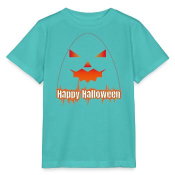 Halloween Kürbis-Gesicht mit Text - Stanley/Stella Kinder T-Shirt MINI CREATOR  - Poolblau - Vorne