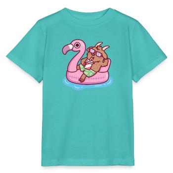 Ziege entspannt sich im Flamingo-Pool-Floatsommer - Stanley/Stella Kinder T-Shirt MINI CREATOR  - Poolblau - Vorne