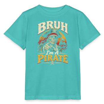 Bruh Piratenskelett – I’m a Pirate - Stanley/Stella Kinder T-Shirt MINI CREATOR  - Poolblau - Vorne