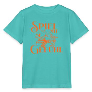 Drums - Spiel Mit Gefühl Schlagzeuger - Stanley/Stella Kinder T-Shirt MINI CREATOR  - Poolblau - Vorne