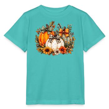 Herbsternte Kürbisstrauß - Stanley/Stella Kinder T-Shirt MINI CREATOR  - Poolblau - Vorne