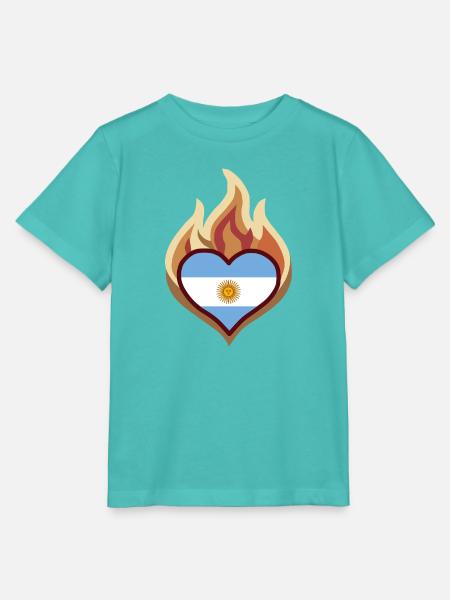 Flammendes Herz mit Argentinien-Flagge - Stanley/Stella Kinder T-Shirt MINI CREATOR  - Poolblau