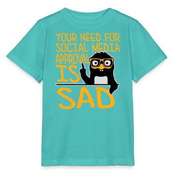 Need for social media approval is sad Pinguin Nerd - Stanley/Stella Kinder T-Shirt MINI CREATOR  - Poolblau - Vorne