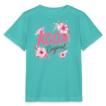 Kook Original Floral Pink Aquarellblüten - Stanley/Stella Kinder T-Shirt MINI CREATOR  - Poolblau - Vorne