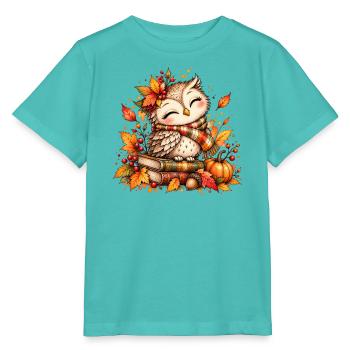 Kuschelige Herbst-Eule - Stanley/Stella Kinder T-Shirt MINI CREATOR  - Poolblau - Vorne
