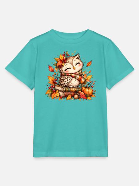 Kuschelige Herbst-Eule - Stanley/Stella Kinder T-Shirt MINI CREATOR - Poolblau