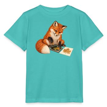Fuchs druckt botanische Blätter - Stanley/Stella Kinder T-Shirt MINI CREATOR  - Poolblau - Vorne