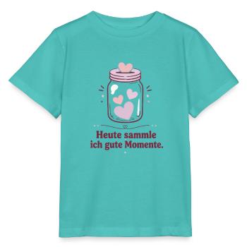Heute sammle ich gute Momente - Stanley/Stella Kinder T-Shirt MINI CREATOR  - Poolblau - Vorne
