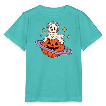 Astronaut auf Halloween-Kürbis - Stanley/Stella Kinder T-Shirt MINI CREATOR  - Poolblau - Vorne