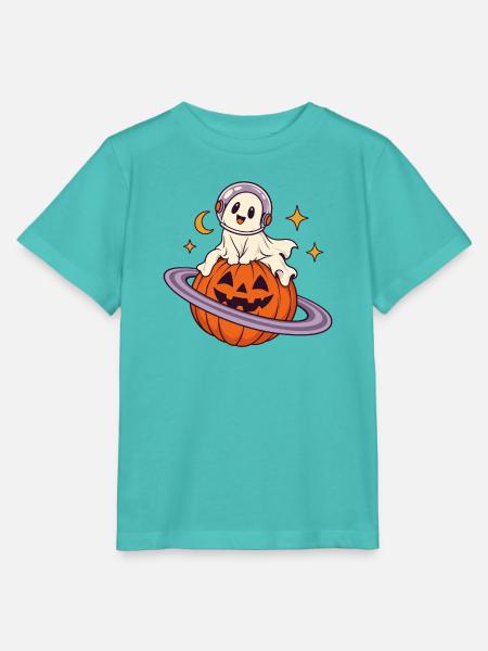 Astronaut auf Halloween-Kürbis - Stanley/Stella Kinder T-Shirt MINI CREATOR - Poolblau