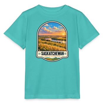 Saskatchewan Land of Living Skies Sonnenuntergang - Stanley/Stella Kinder T-Shirt MINI CREATOR  - Poolblau - Vorne