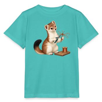 Hermelin mit Draht-Libelle - Stanley/Stella Kinder T-Shirt MINI CREATOR  - Poolblau - Vorne
