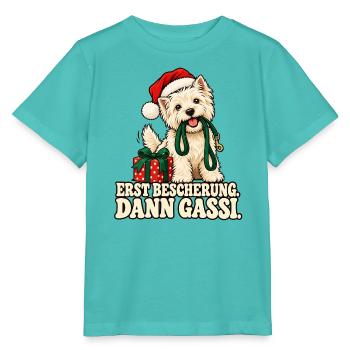 Weihnachtshund Erst Gassi - Stanley/Stella Kinder T-Shirt MINI CREATOR  - Poolblau - Vorne