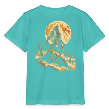 Der Wolfsmensch heult den Vollmond an - Stanley/Stella Kinder T-Shirt MINI CREATOR  - Poolblau - Vorne