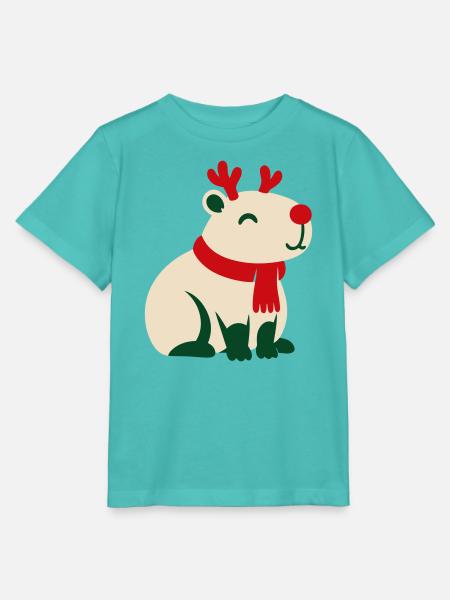 Rentier Rote Nase Clipart - Stanley/Stella Kinder T-Shirt MINI CREATOR - Poolblau