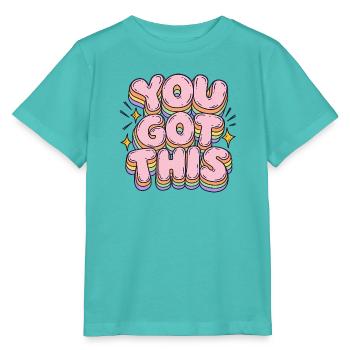 Du schaffst das – Regenbogen Schrift - Stanley/Stella Kinder T-Shirt MINI CREATOR  - Poolblau - Vorne