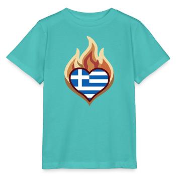 Herzflagge Griechenland Feuer - Stanley/Stella Kinder T-Shirt MINI CREATOR  - Poolblau - Vorne