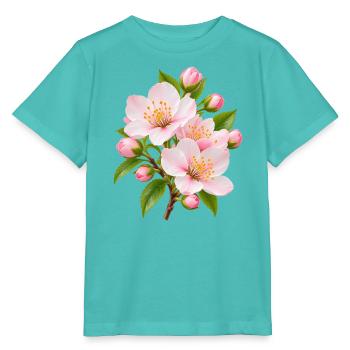 Rosa Sakura-Blüten-Strauß - Stanley/Stella Kinder T-Shirt MINI CREATOR  - Poolblau - Vorne