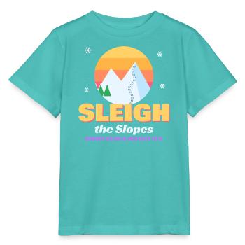 Sleigh the Slopes Retro Weihnachtsskifahrer - Stanley/Stella Kinder T-Shirt MINI CREATOR  - Poolblau - Vorne