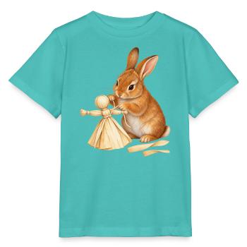 Kaninchen mit Maisblattpuppe - Stanley/Stella Kinder T-Shirt MINI CREATOR  - Poolblau - Vorne