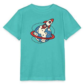 Retro Rakete Weltraum Planet Retro Sci-Fi Shirt - Stanley/Stella Kinder T-Shirt MINI CREATOR  - Poolblau - Vorne