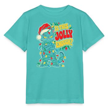 Grimmiger Weihnachtskater mit Lichtern - Stanley/Stella Kinder T-Shirt MINI CREATOR  - Poolblau - Vorne