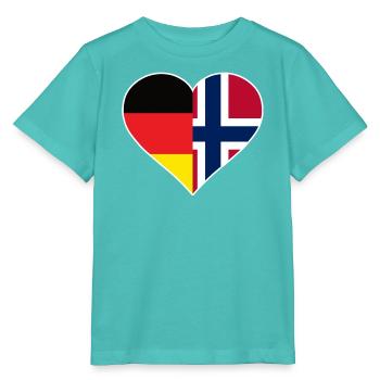 Deutsch-Norwegisches Flaggenherz - Stanley/Stella Kinder T-Shirt MINI CREATOR  - Poolblau - Vorne