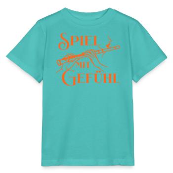 Querflöte - Spiel mit Gefühl Flötenmusik Flötistin - Stanley/Stella Kinder T-Shirt MINI CREATOR  - Poolblau - Vorne