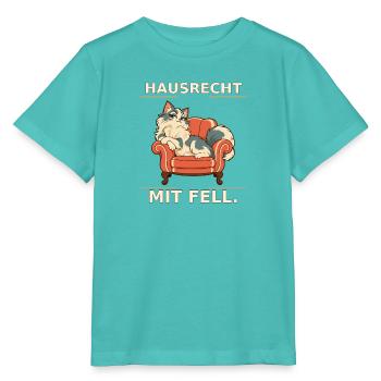 Hausrecht mit Fell Katze im Sessel - Stanley/Stella Kinder T-Shirt MINI CREATOR  - Poolblau - Vorne
