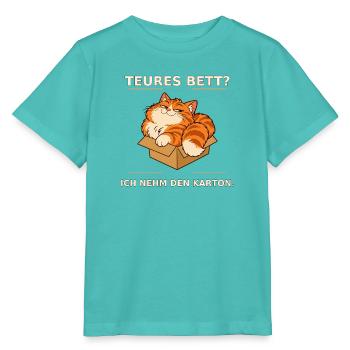 Kartonliebe Katze – Teures Bett - Stanley/Stella Kinder T-Shirt MINI CREATOR  - Poolblau - Vorne
