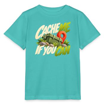 Cache Me If You Can Geocaching Motif - Stanley/Stella Kinder T-Shirt MINI CREATOR  - Poolblau - Vorne