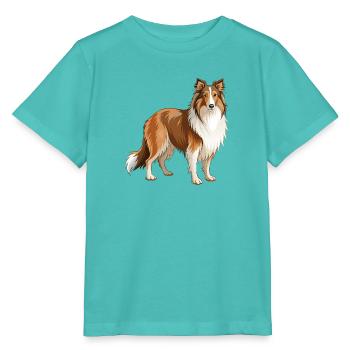 Collie Dog steht - Stanley/Stella Kinder T-Shirt MINI CREATOR  - Poolblau - Vorne