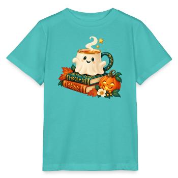Verzauberte Tasse Herbstbücher - Stanley/Stella Kinder T-Shirt MINI CREATOR  - Poolblau - Vorne
