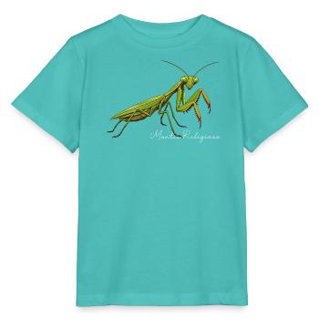 Gottesanbeterin Fangschrecke Mantis Religiosa - Stanley/Stella Kinder T-Shirt MINI CREATOR  - Poolblau - Vorne