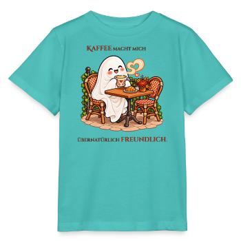 Übernatürlich freundlich dank Kaffee - Stanley/Stella Kinder T-Shirt MINI CREATOR  - Poolblau - Vorne