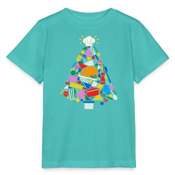 Kochkunst Weihnachtsbaum Collage - Stanley/Stella Kinder T-Shirt MINI CREATOR  - Poolblau - Vorne