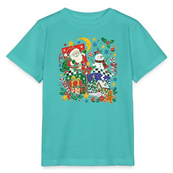 Festliche Weihnachtsszene mit Geschenken - Stanley/Stella Kinder T-Shirt MINI CREATOR  - Poolblau - Vorne