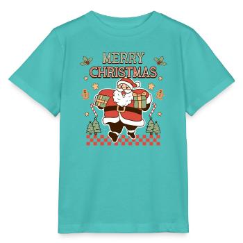 Merry Christmas Weihnachtsmann Retro Geschenk - Stanley/Stella Kinder T-Shirt MINI CREATOR  - Poolblau - Vorne