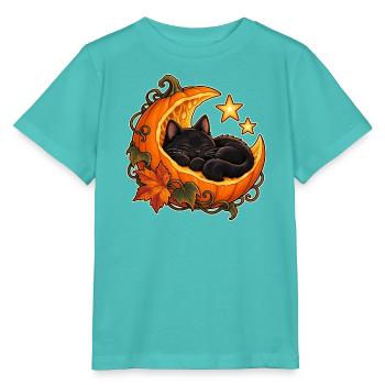 Mondbeschienene Kürbiskatze - Stanley/Stella Kinder T-Shirt MINI CREATOR  - Poolblau - Vorne