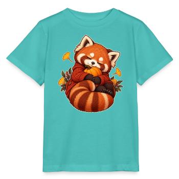 Sleepy Red Panda Kürbis - Stanley/Stella Kinder T-Shirt MINI CREATOR  - Poolblau - Vorne