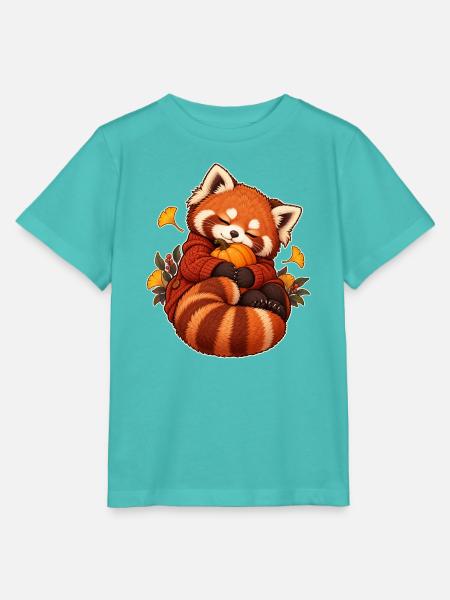 Sleepy Red Panda Kürbis - Stanley/Stella Kinder T-Shirt MINI CREATOR - Poolblau