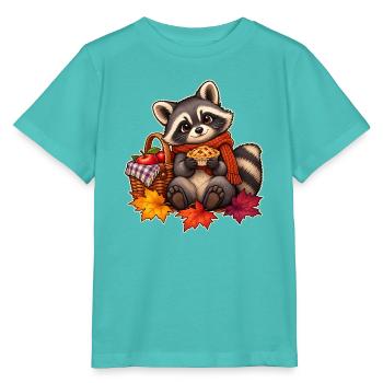 Herbst-Waschbär-Picknick - Stanley/Stella Kinder T-Shirt MINI CREATOR  - Poolblau - Vorne
