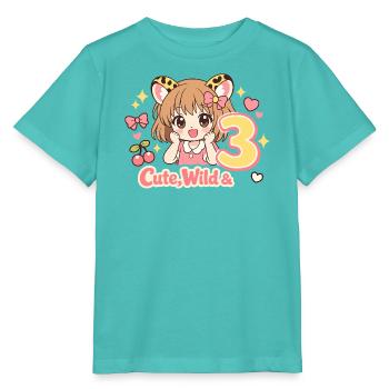 Cute Wild & 3 Leopard Girl Theme - Stanley/Stella Kinder T-Shirt MINI CREATOR  - Poolblau - Vorne