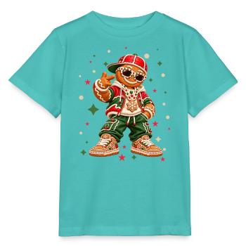 Cooles Lebkuchenmännchen im Streetwear-Look  - Stanley/Stella Kinder T-Shirt MINI CREATOR  - Poolblau - Vorne