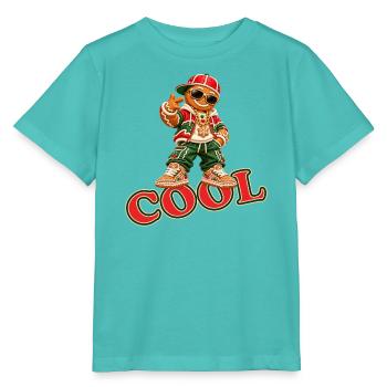 Cooles Lebkuchenmännchen mit COOL-Schriftzug - Stanley/Stella Kinder T-Shirt MINI CREATOR  - Poolblau - Vorne