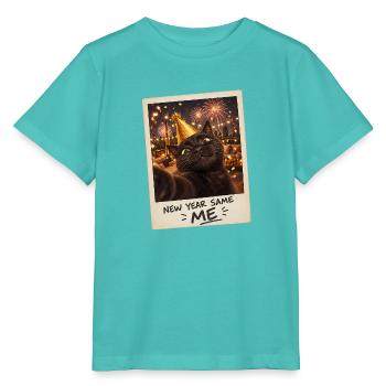 New Year Same Me Schwarze Katze Silvester - Stanley/Stella Kinder T-Shirt MINI CREATOR  - Poolblau - Vorne