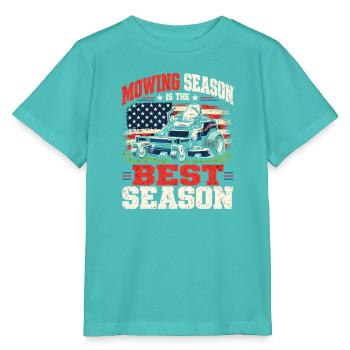 Mowing Season Zero Turn Rasenmäher USA Flagge - Stanley/Stella Kinder T-Shirt MINI CREATOR  - Poolblau - Vorne