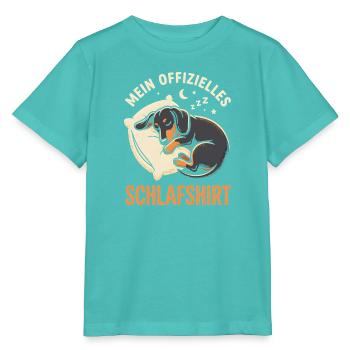 Dackel Offiziell Müde Schlafender Hund Im Bett - Stanley/Stella Kinder T-Shirt MINI CREATOR  - Poolblau - Vorne